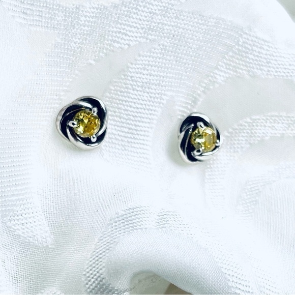 NWOT Sterling Silver 925 Yellow Fashion Stud Earrings - Picture 1 of 6